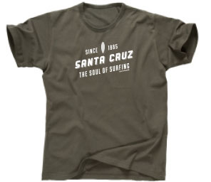 The Soul of Surfing Santa, Cruz shirt in brown